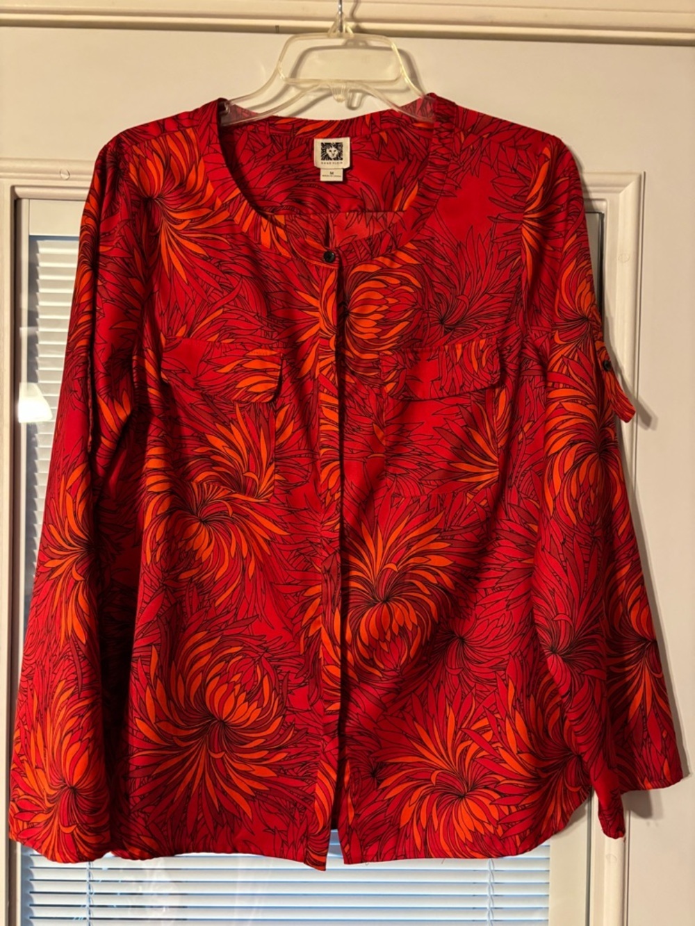 Anne Klein Vibrant  Floral-Print Button-Down Blouse